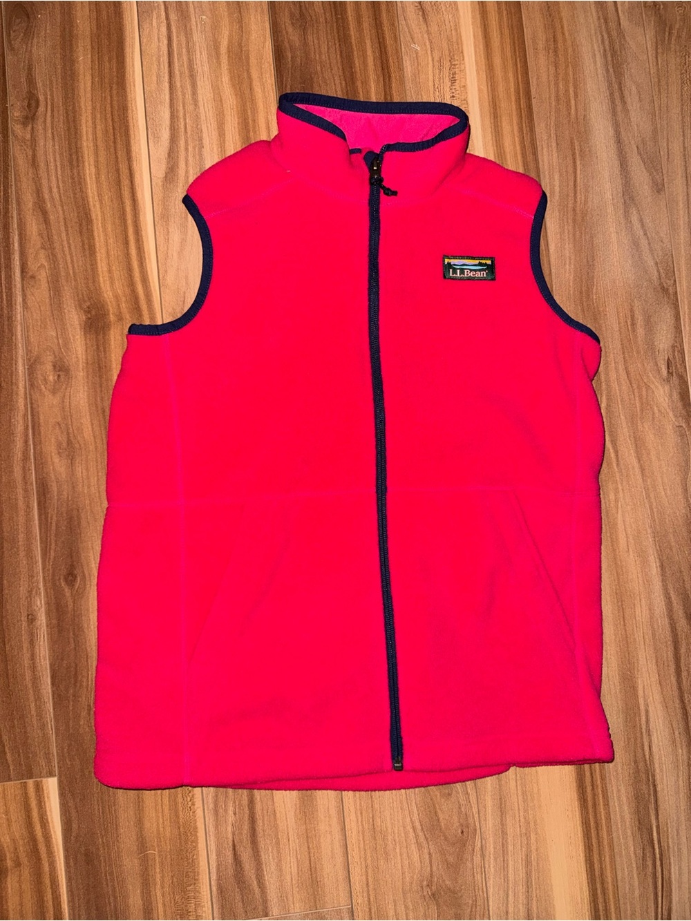 L.L. Bean Red Fleece Jacket with Navy Trim